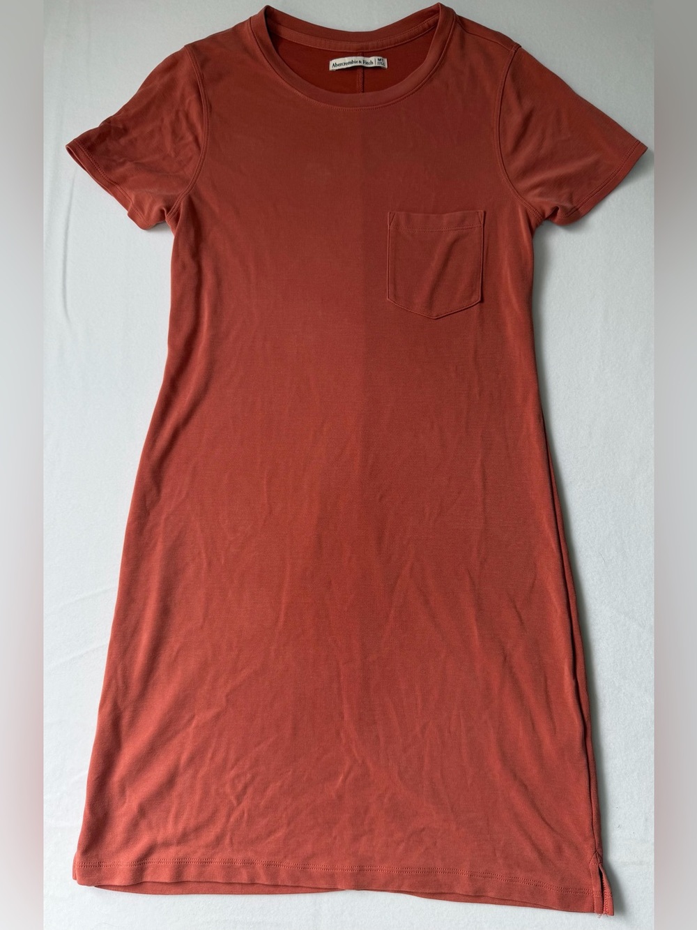 Abercrombie & Fitch Midi Rust-Orange Pocket Tee Dress